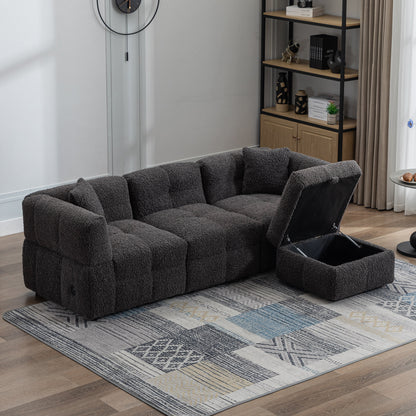 Small Couch, Sectional with Ottoman - Gray