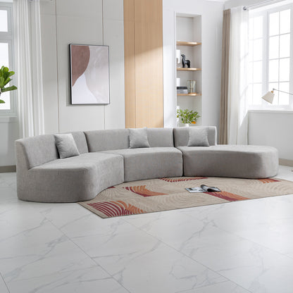 Curved Sofa, Modern Large Sectional Couch - Gray